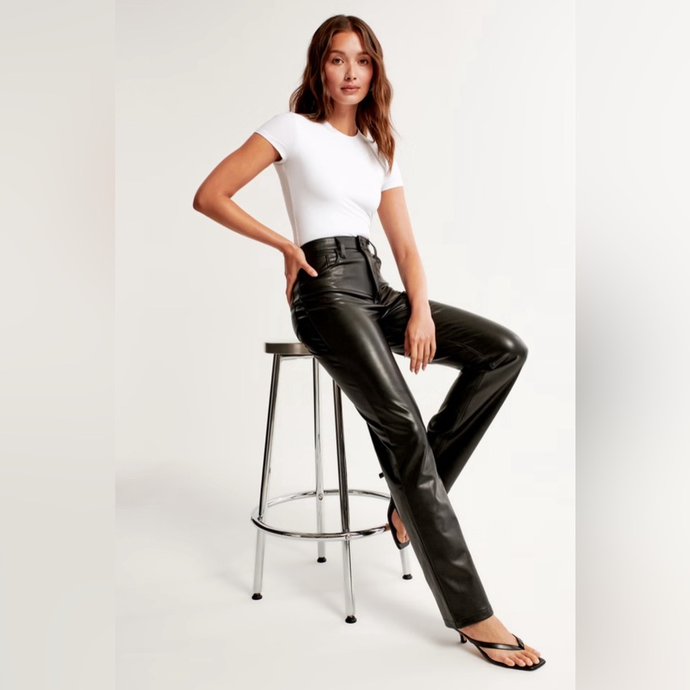 Vegan leather straight pants- Abercrombie still in stores
